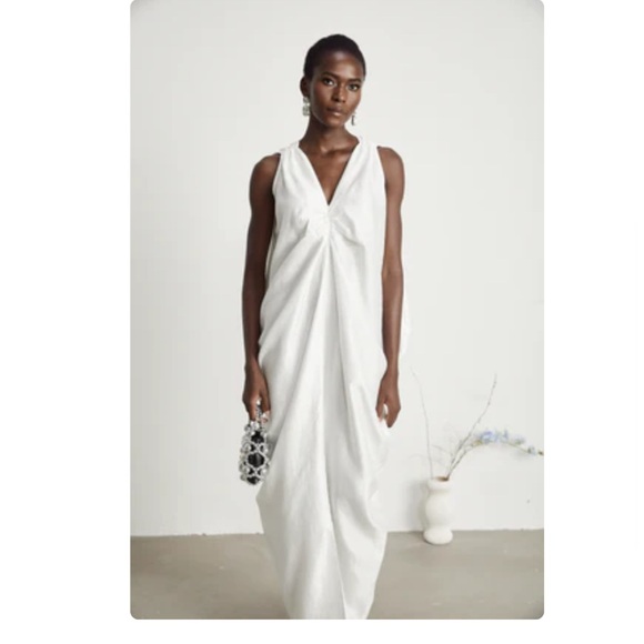 Chic White Draped Maxi Dress - Picture 1 of 2